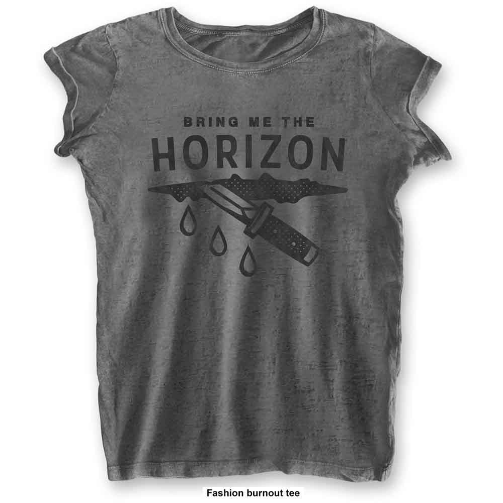 Bring Me The Horizon Ladies Burnout T-Shirt: Wound (Charcoal Grey) (X-Small)