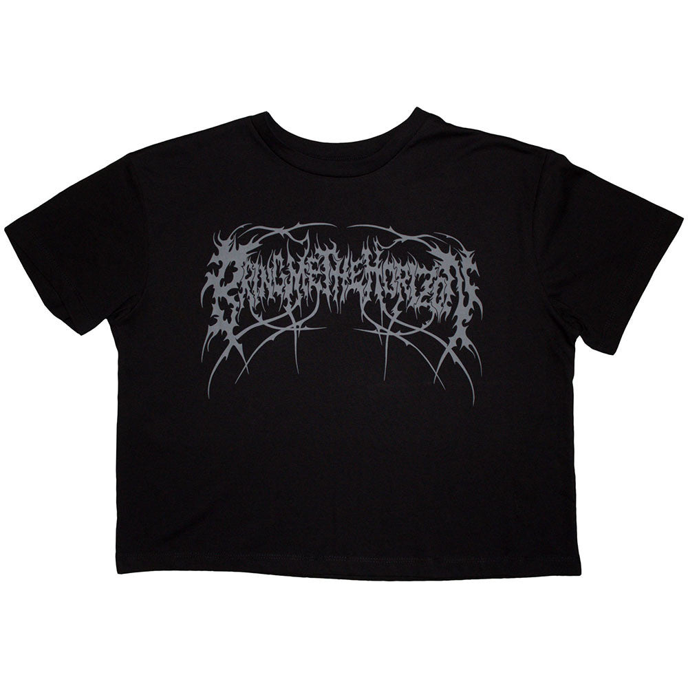 Bring Me The Horizon Ladies Crop Top: Metal Logo Genxsis (Black) (Back Print)