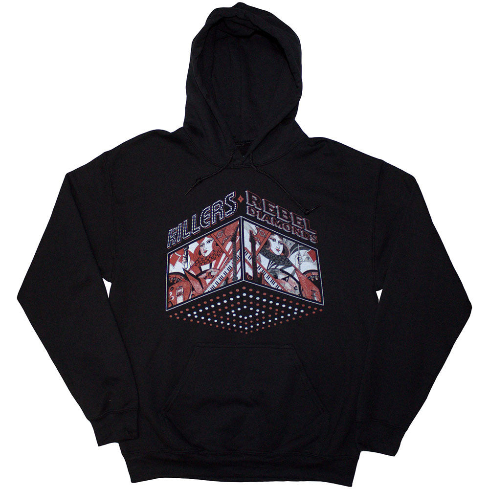The Killers Unisex Pullover Hoodie: Tour '24 Rebel Diamonds (Black) (Back Print & Ex-Tour)
