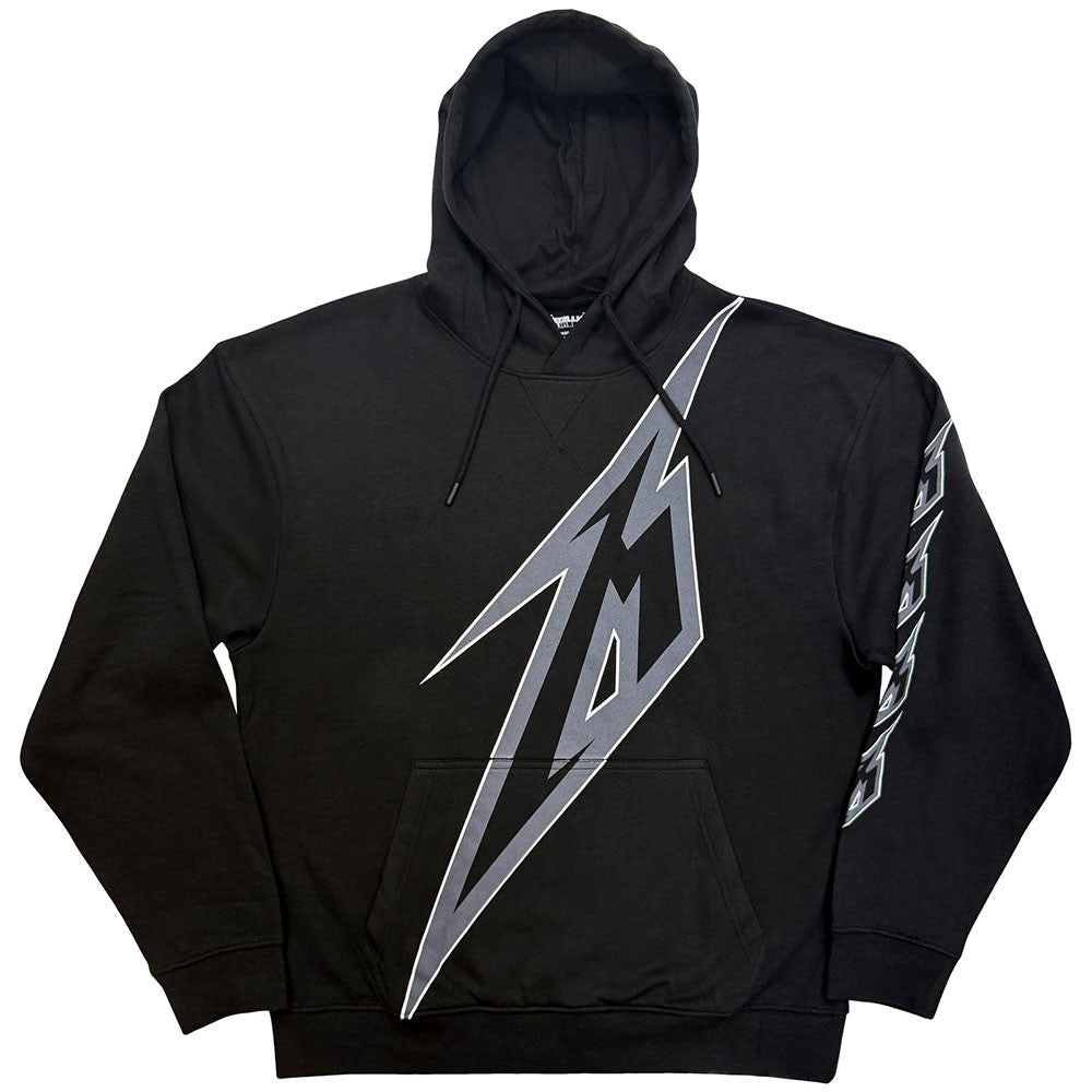 Metallica Unisex Pullover Hoodie: M Bolt (Black) (Back Print)