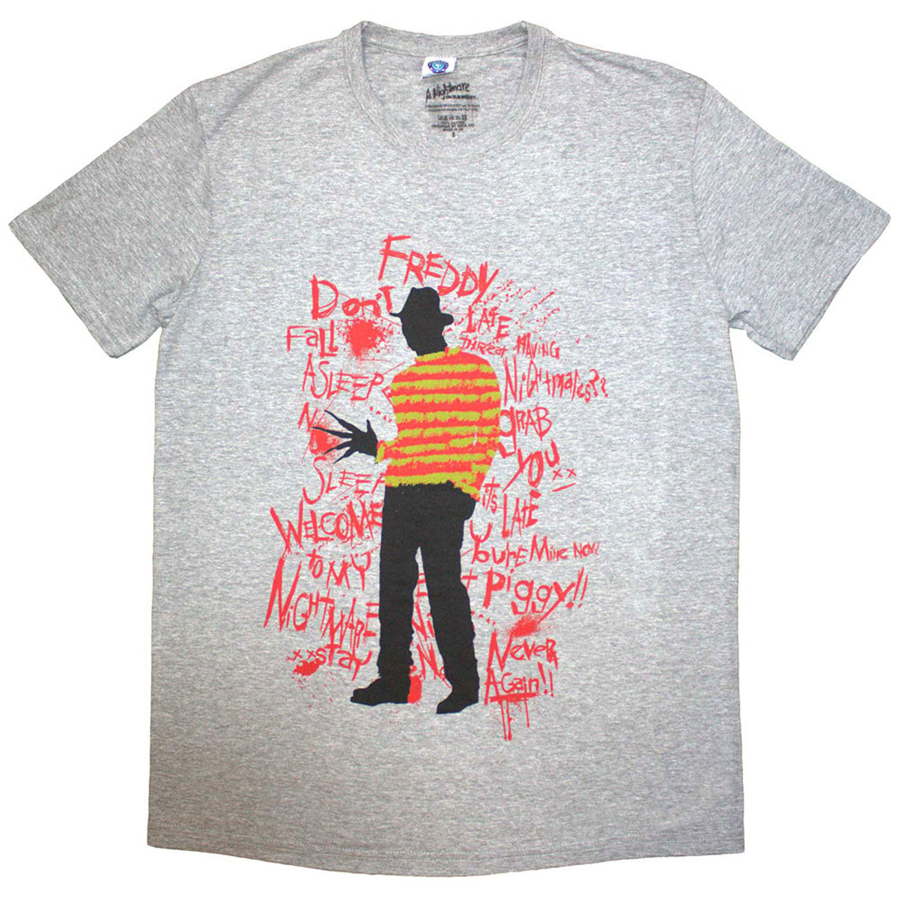 A Nightmare on Elm Street Unisex T-Shirt: Freddy Scribble Font (Grey)