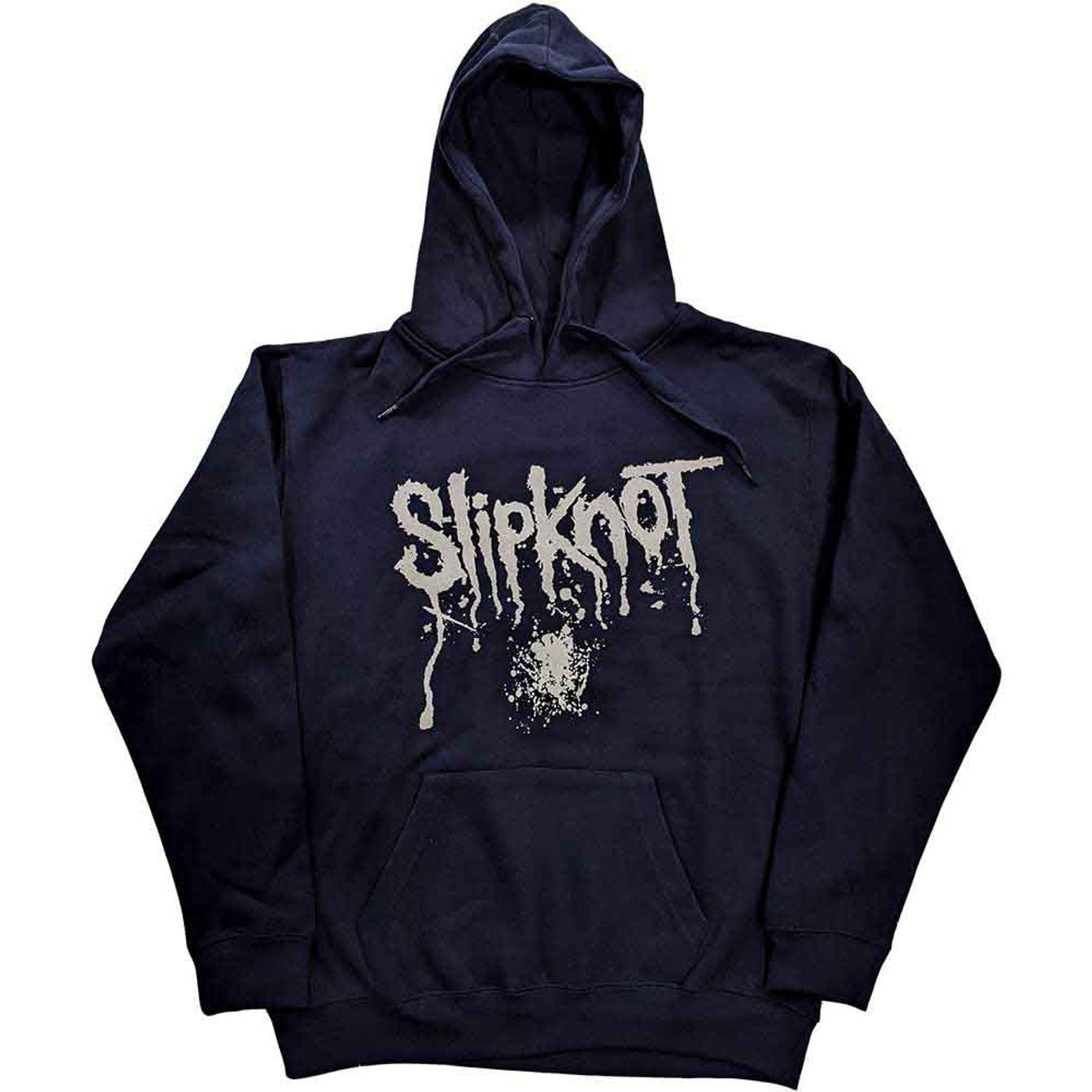 Slipknot Unisex Pullover Hoodie: Splatter (Navy Blue) (Back Print)
