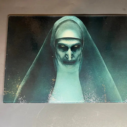 The Nun 2018 Sublimated Glass Cutting Board with Matching Knife