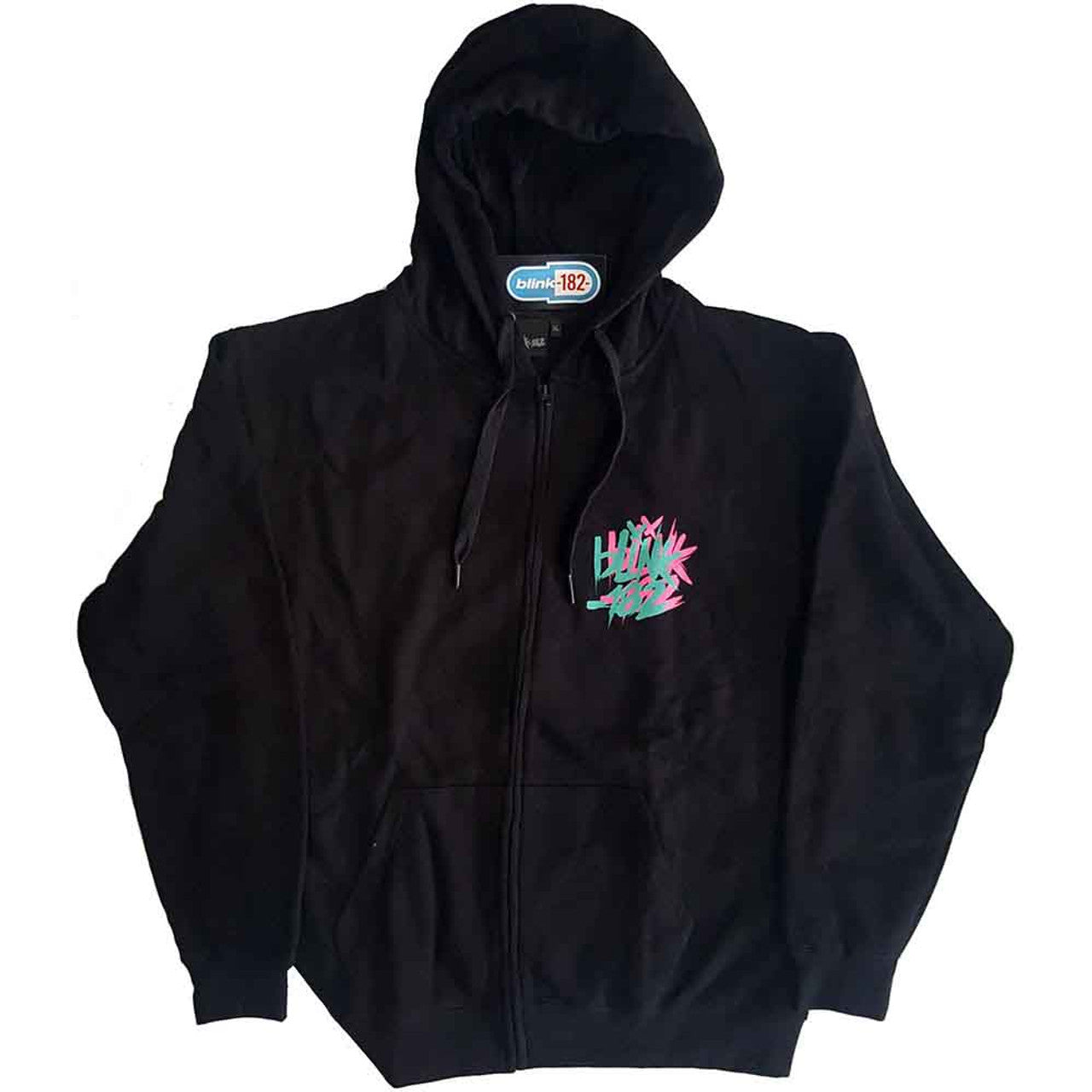 Blink-182 Unisex Zipped Hoodie: Double Six Arrow Smile (Black) (Back Print)