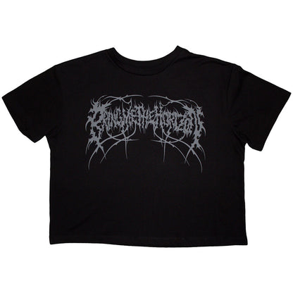 Bring Me The Horizon Ladies Crop Top: Metal Logo Genxsis (Black) (Back Print)
