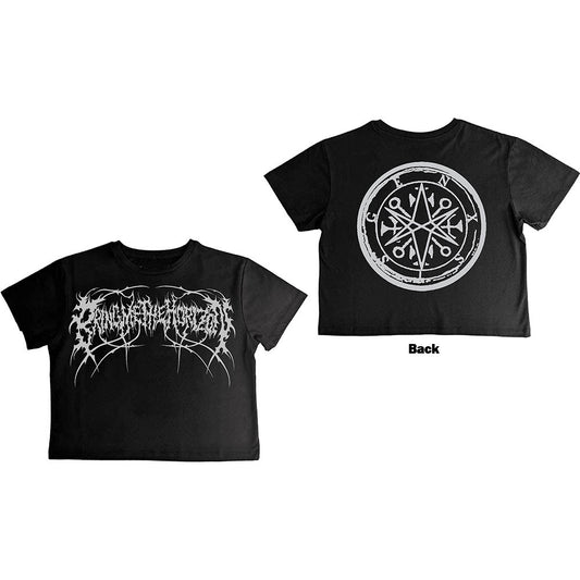 Bring Me The Horizon Ladies Crop Top: Metal Logo Genxsis (Black) (Back Print)