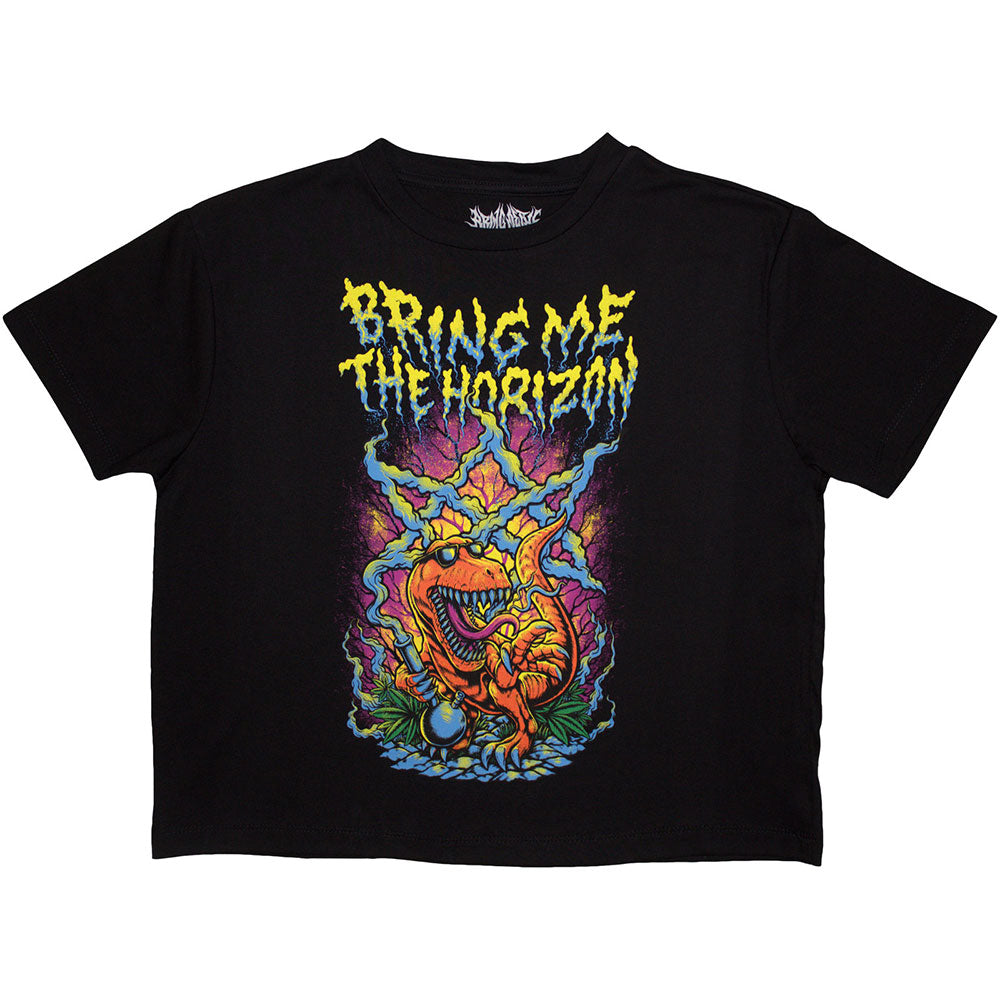Bring Me The Horizon Smoking Dinosaur Ladies Crop Shirt