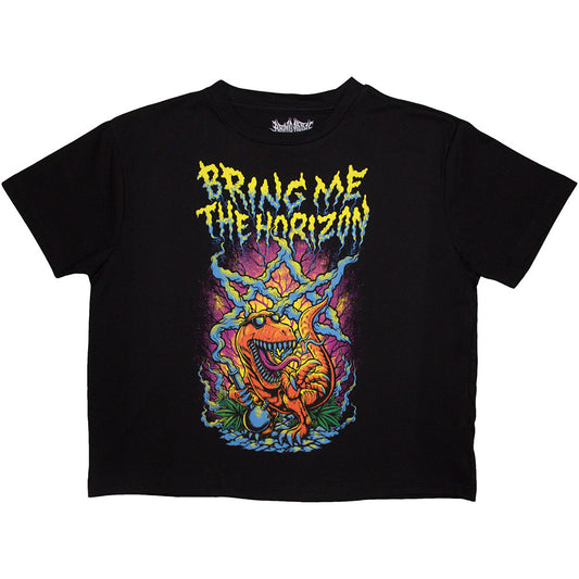 Bring Me The Horizon Smoking Dinosaur Ladies Crop Shirt