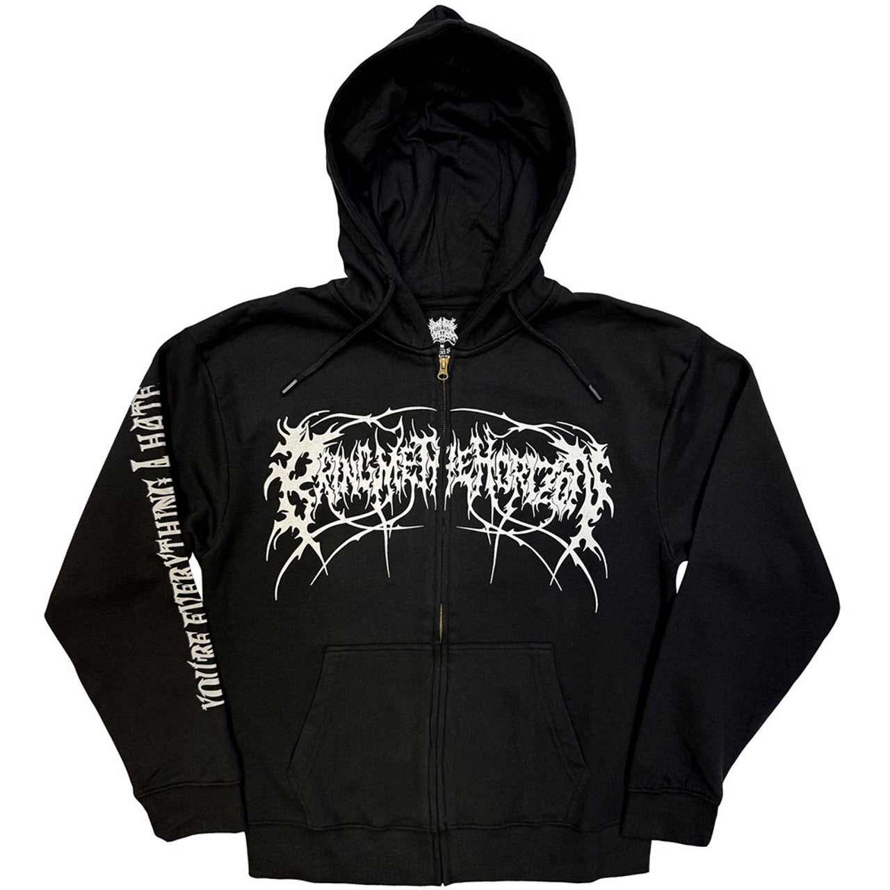 Bring Me The Horizon Unisex Zipped Hoodie: Metal Logo Genxsis (Black) (Back Print)