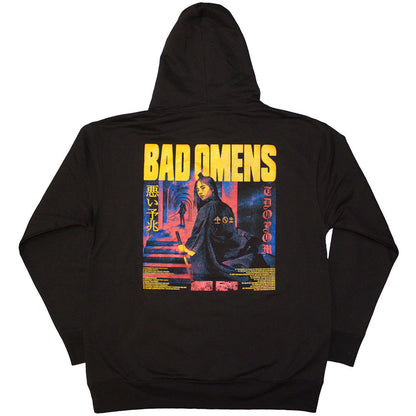 Bad Omens Unisex Pullover Hoodie: Samurai Woman (Black) (Back Print)