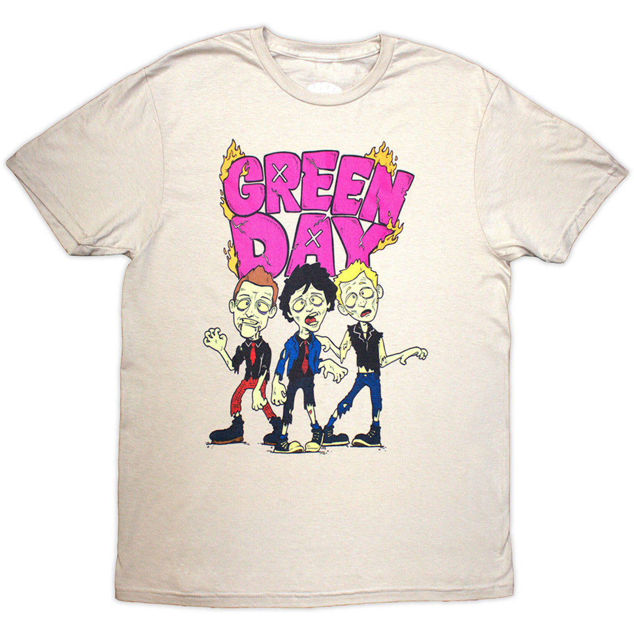 Green Day Unisex T-Shirt: Walking Zombies (Sand)