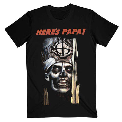 Ghost Unisex T-Shirt: Here's Papa (Black) (Back Print)