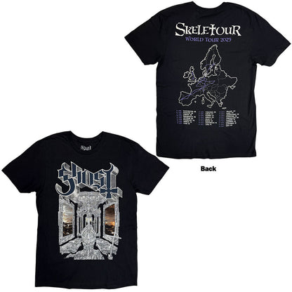 Ghost Unisex T-Shirt: Skeleta Album Cover '25 Tour Dates (Black) (Back Print)