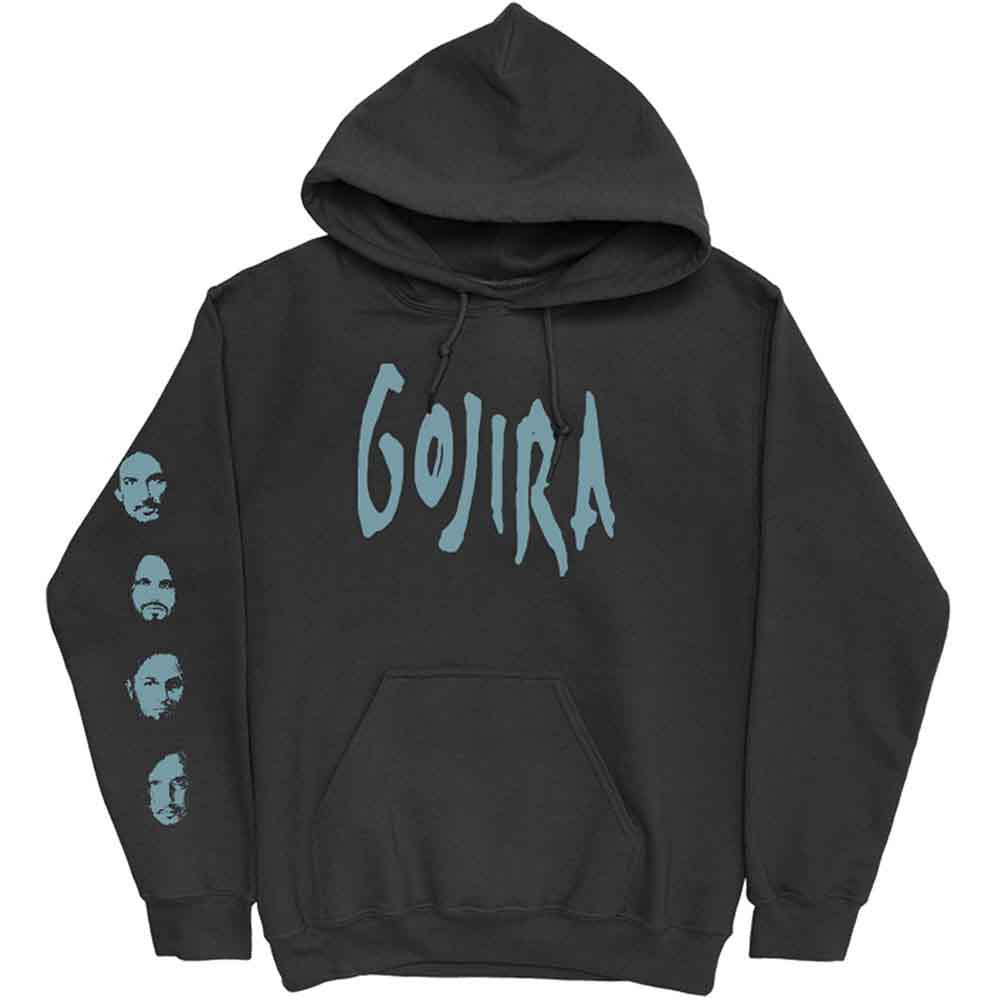 Gojira Unisex Pullover Hoodie: Fortitude Faces (Black) (Back & Sleeve Print)