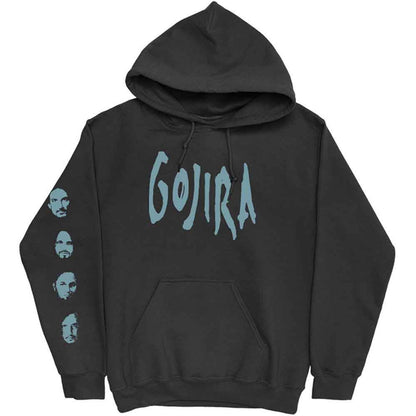Gojira Unisex Pullover Hoodie: Fortitude Faces (Black) (Back & Sleeve Print)
