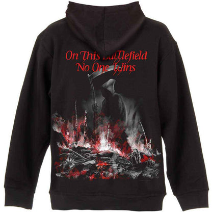 Iron Maiden Unisex Zipped Hoodie: Scuffed Trooper (Black) (Back Print)