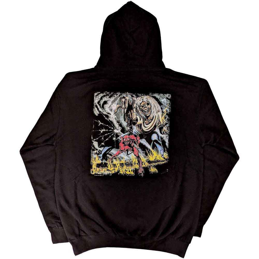 Iron Maiden Unisex Pullover Hoodie: Number Of The Beast Vintage Logo Faded Edge Album (Black) (Back Print)
