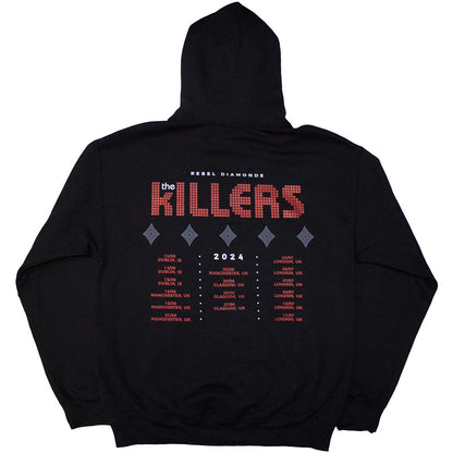 The Killers Unisex Pullover Hoodie: Tour '24 Rebel Diamonds (Black) (Back Print & Ex-Tour)