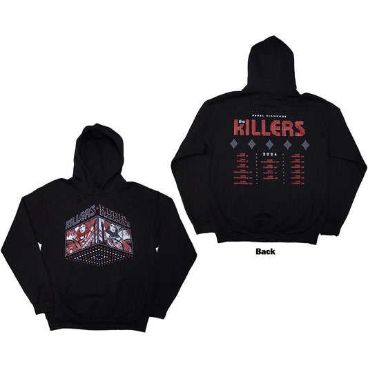 The Killers Unisex Pullover Hoodie: Tour '24 Rebel Diamonds (Black) (Back Print & Ex-Tour)