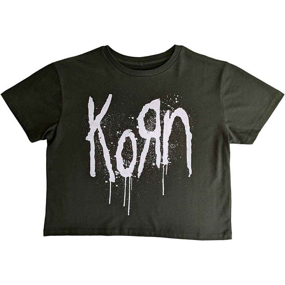 Korn Ladies Crop Top: Still A Freak (Green) (Back Print)