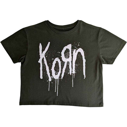 Korn Ladies Crop Top: Still A Freak (Green) (Back Print)