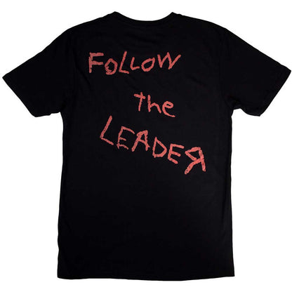 Korn Unisex T-Shirt: Follow The Leader Hopscotch (Black) (Back Print)