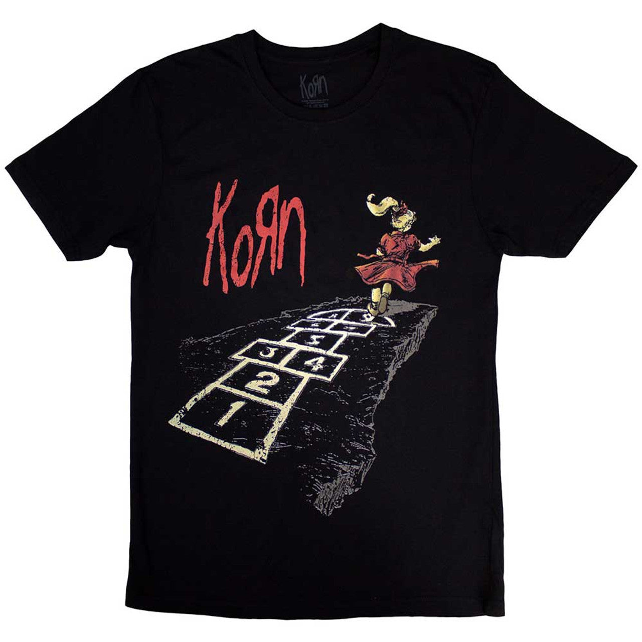 Korn Unisex T-Shirt: Follow The Leader Hopscotch (Black) (Back Print)