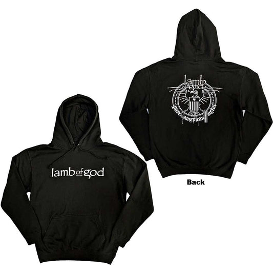 Lamb Of God Unisex Pullover Hoodie: Skeleton Eagle (Black) (Back Print)