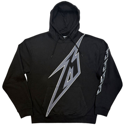 Metallica Unisex Pullover Hoodie: M Bolt (Black) (Back Print)