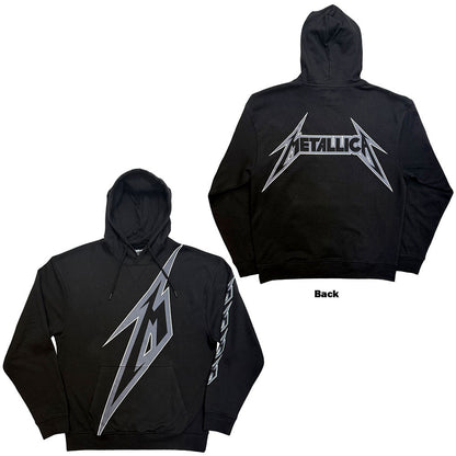 Metallica Unisex Pullover Hoodie: M Bolt (Black) (Back Print)