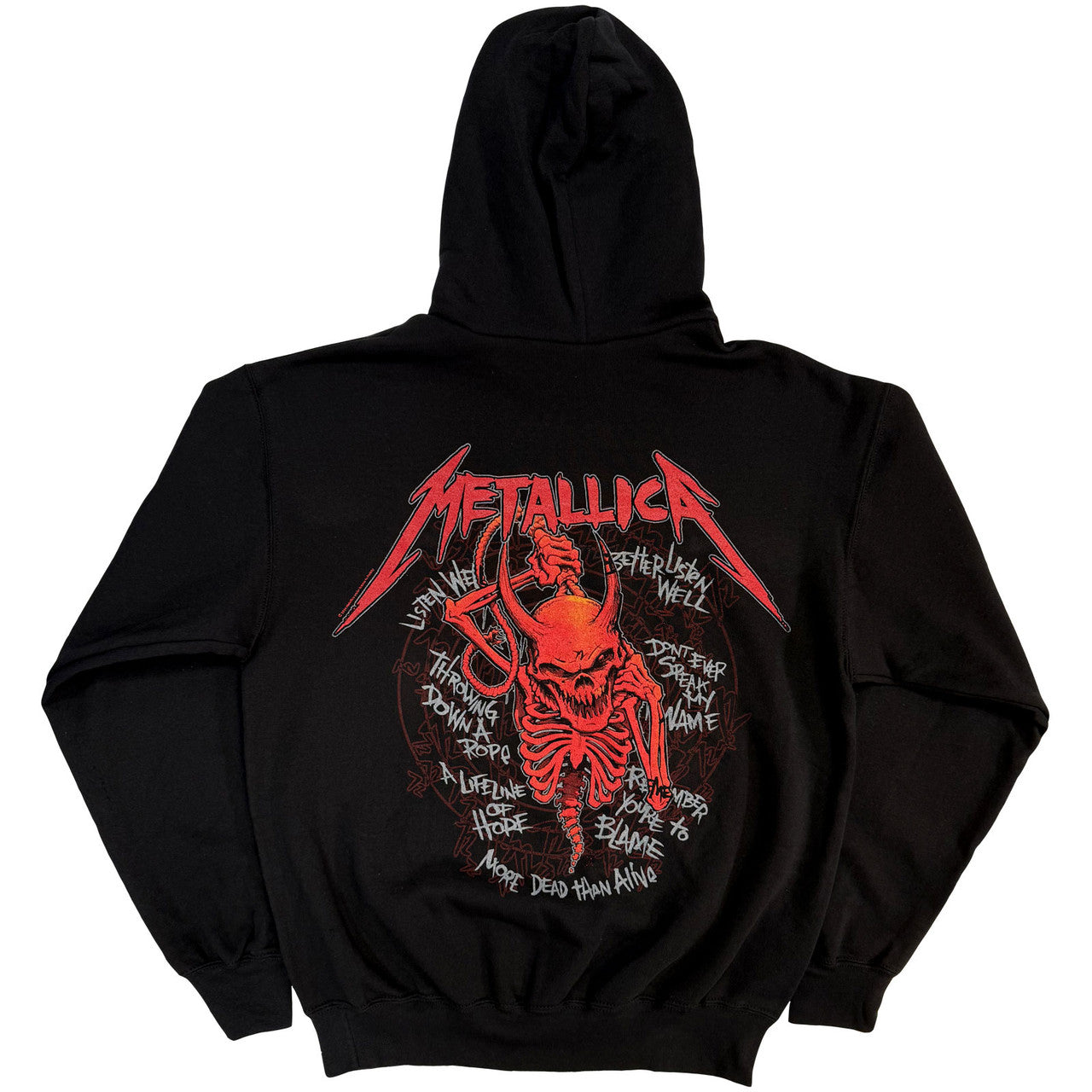 Metallica Unisex Pullover Hoodie: Skull Screaming Red (Black) (Back Print)