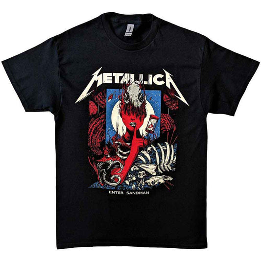Metallica Unisex T-Shirt: Enter Sandman Poster (Black)