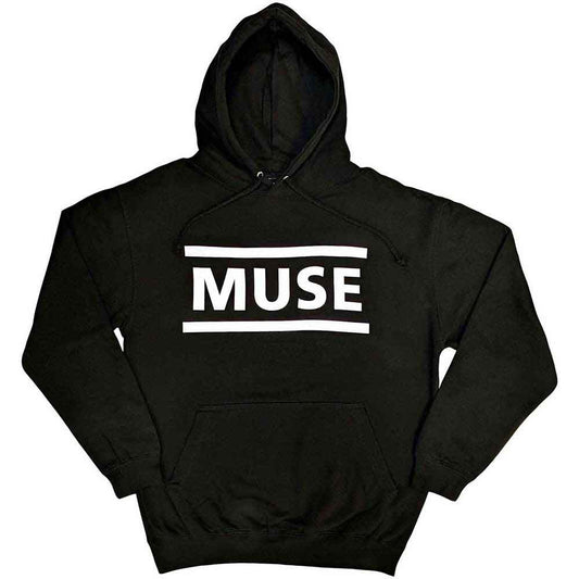 Muse Unisex Pullover Hoodie: White Logo (Black)