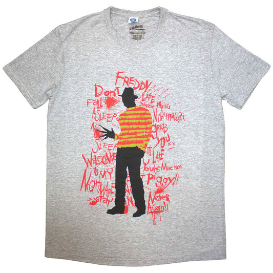 A Nightmare on Elm Street Unisex T-Shirt: Freddy Scribble Font (Grey)