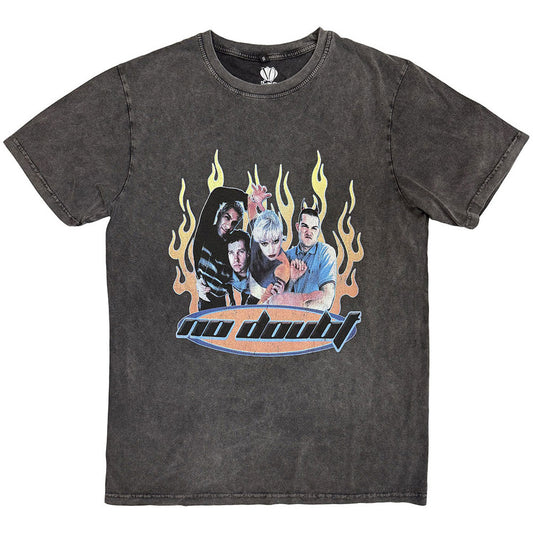 No Doubt Unisex Stone Wash T-Shirt: Retro (Charcoal Grey)