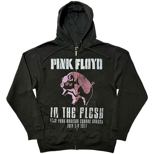 Pink Floyd Unisex Zipped Hoodie: In The Flesh (Black)