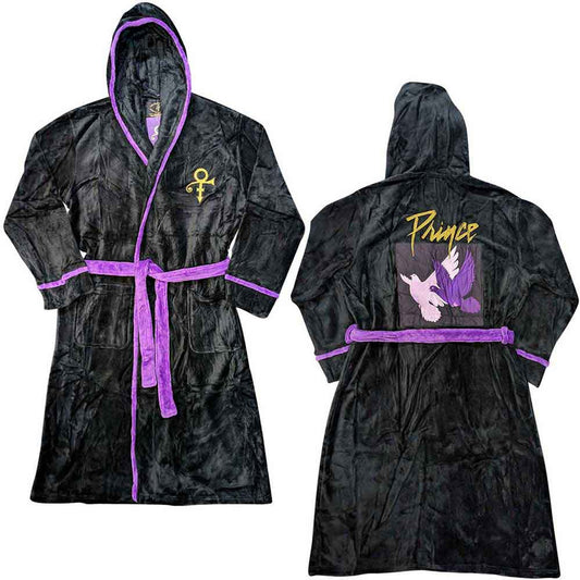 Prince Unisex Bathrobe: Doves (Black) (Back Print)