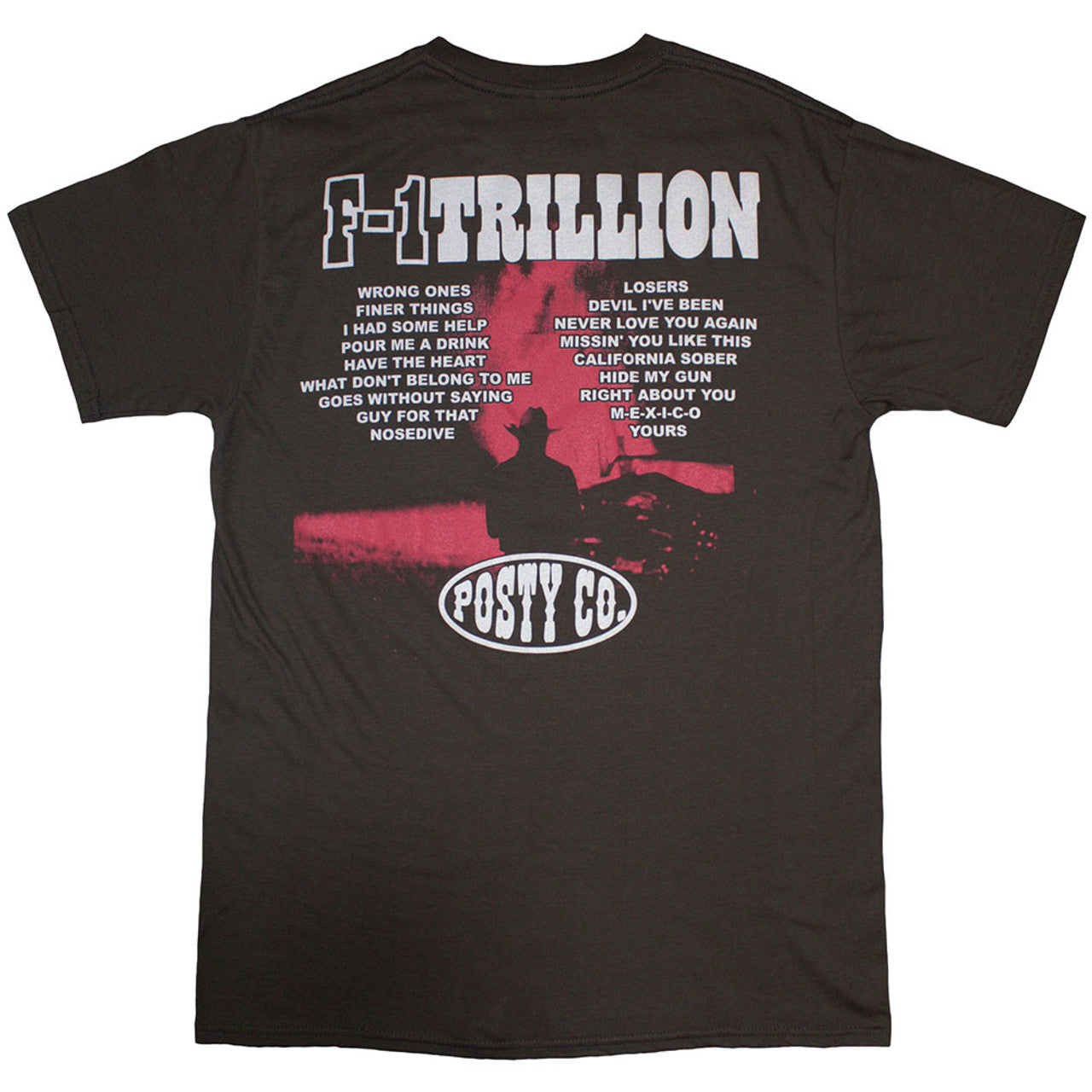 Post Malone Unisex T-Shirt: F-1 Trillion (Charcoal Grey) (Back Print)