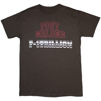 Post Malone Unisex T-Shirt: F-1 Trillion (Charcoal Grey) (Back Print)