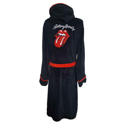 The Rolling Stones Unisex Bathrobe: Classic Tongue (Black) (Back Print)