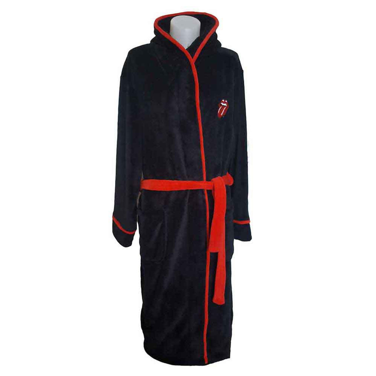 The Rolling Stones Unisex Bathrobe: Classic Tongue (Black) (Back Print)