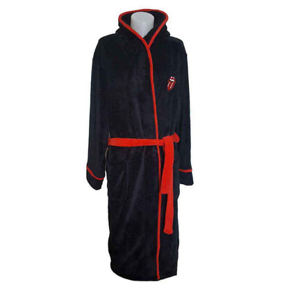 The Rolling Stones Unisex Bathrobe: Classic Tongue (Black) (Back Print)