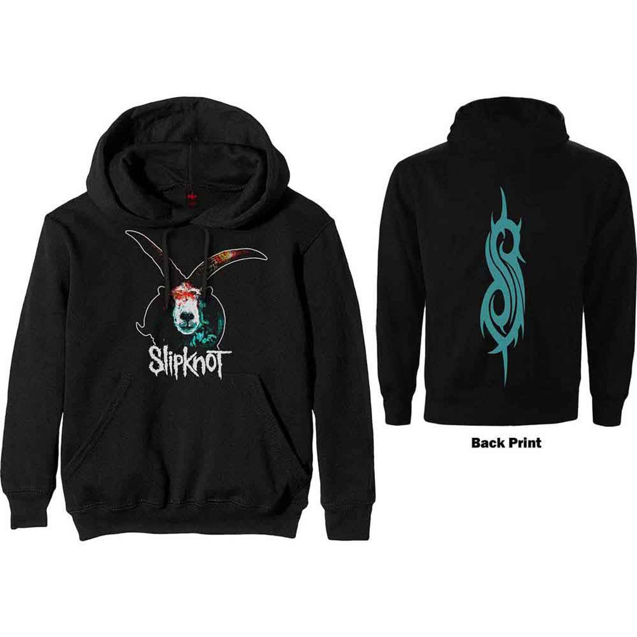 Slipknot Unisex Pullover Hoodie: Graphic Goat (Black) (Back Print)