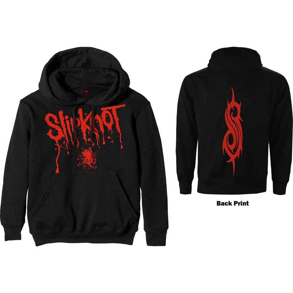 Slipknot Unisex Pullover Hoodie: Splatter (Black) (Back Print)