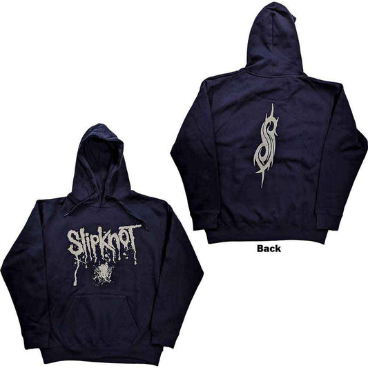 Slipknot Unisex Pullover Hoodie: Splatter (Navy Blue) (Back Print)