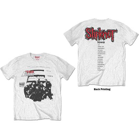 Slipknot Unisex T-Shirt: Iowa Track List (White) (Back Print)