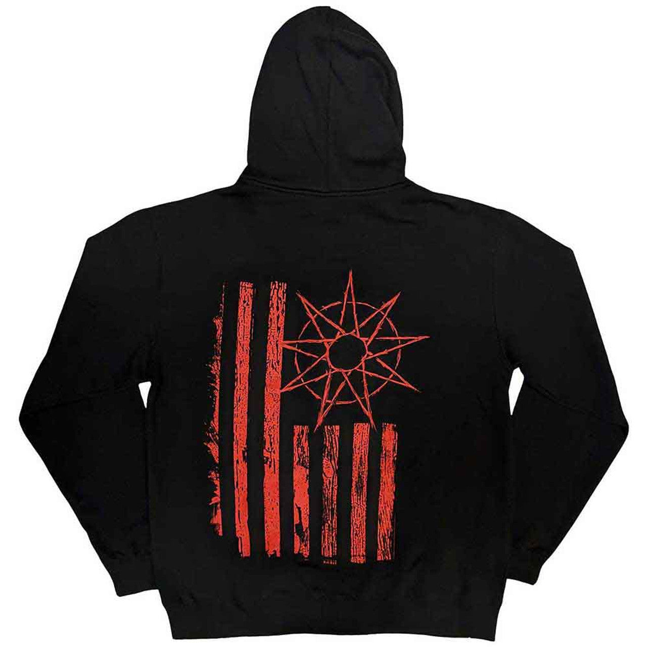 Slipknot Unisex Zipped Hoodie: 9-Point Flag (Black) (Back Print)