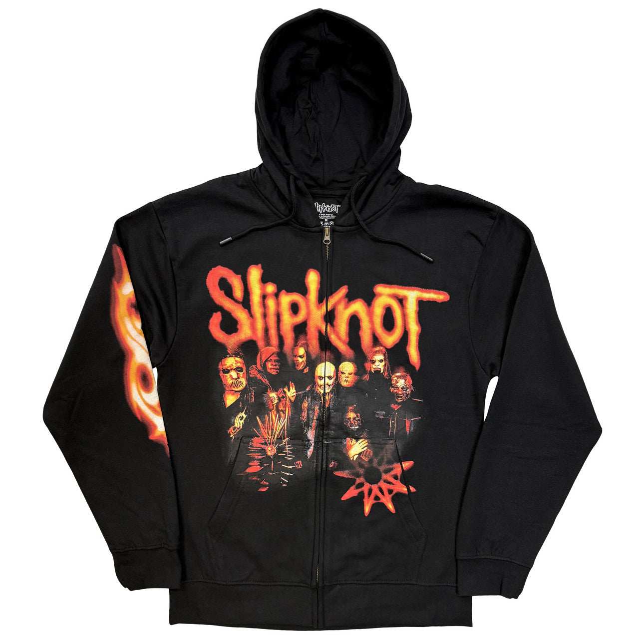 Slipknot Unisex Zipped Hoodie: The End So Far Group Photo Nonagram (Black) (Back Print)
