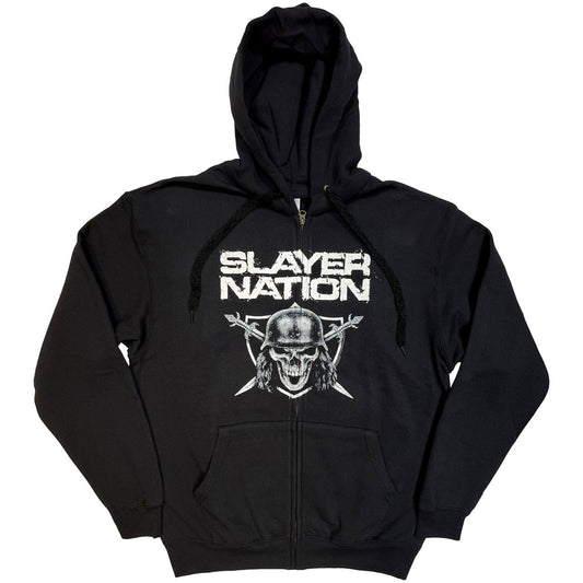 Slayer Unisex Zipped Hoodie: Slayer Nation (Black) Slayer Unisex Zipped Hoodie: Slayer Nation (Black)