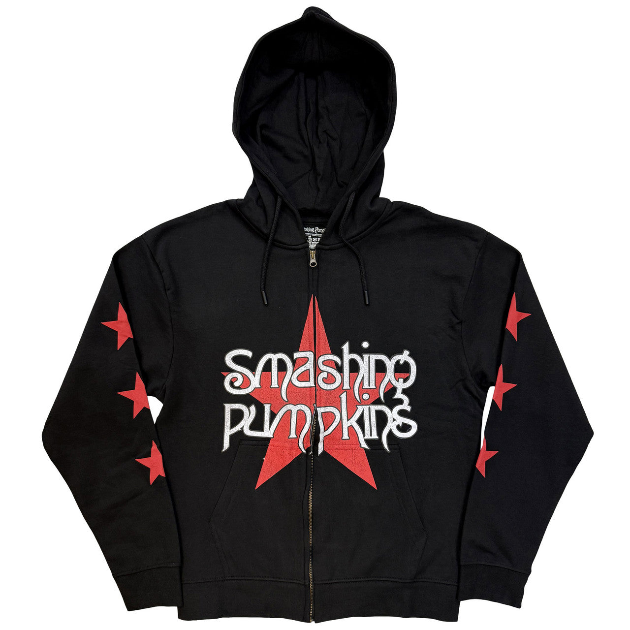 The Smashing Pumpkins Unisex Zipped Hoodie: Star Logo (Black) (Back Print)